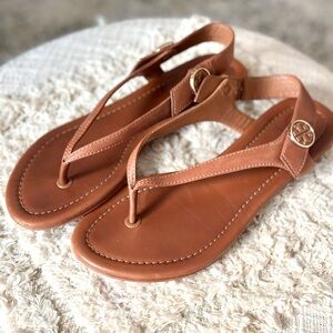 Tory Burch Minnie Convertible Travel Sandal Royal Tan. Size 5.5